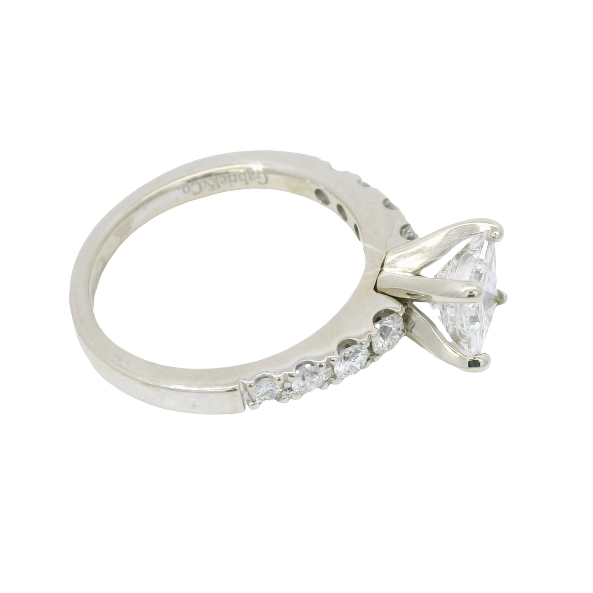 GIA 14K White Gold Natural Princess Cut 1.24 Carats Diamond Engagement Ring