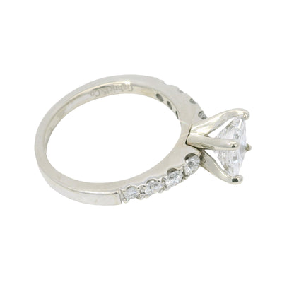 GIA 14K White Gold Natural Princess Cut 1.24 Carats Diamond Engagement Ring