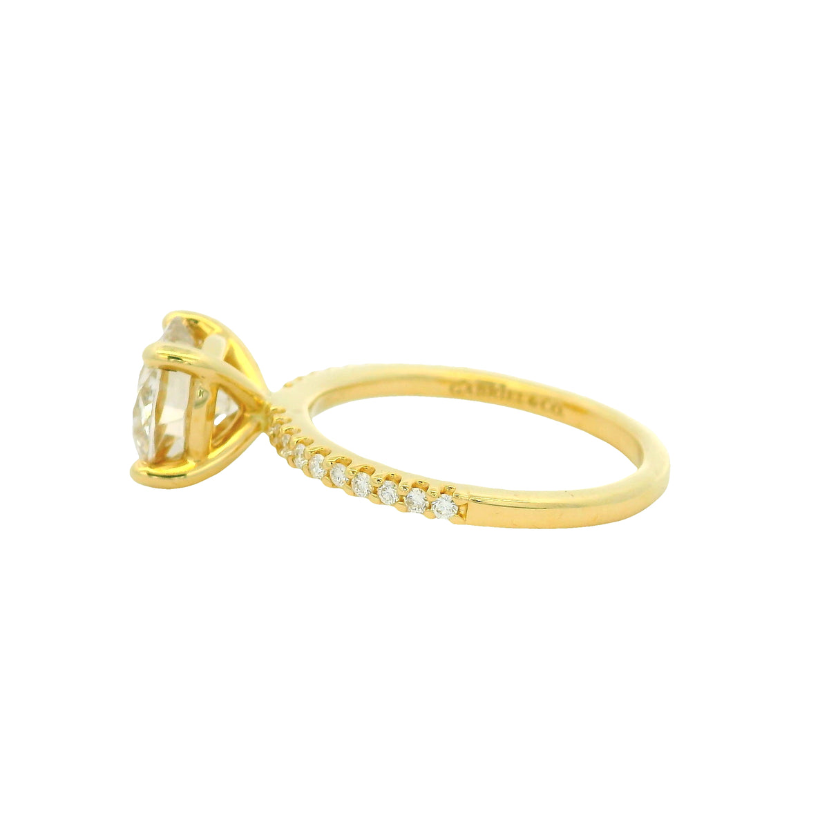 GIA 14K Yellow Gold Natural Round Brilliant Diamond Engagement Ring