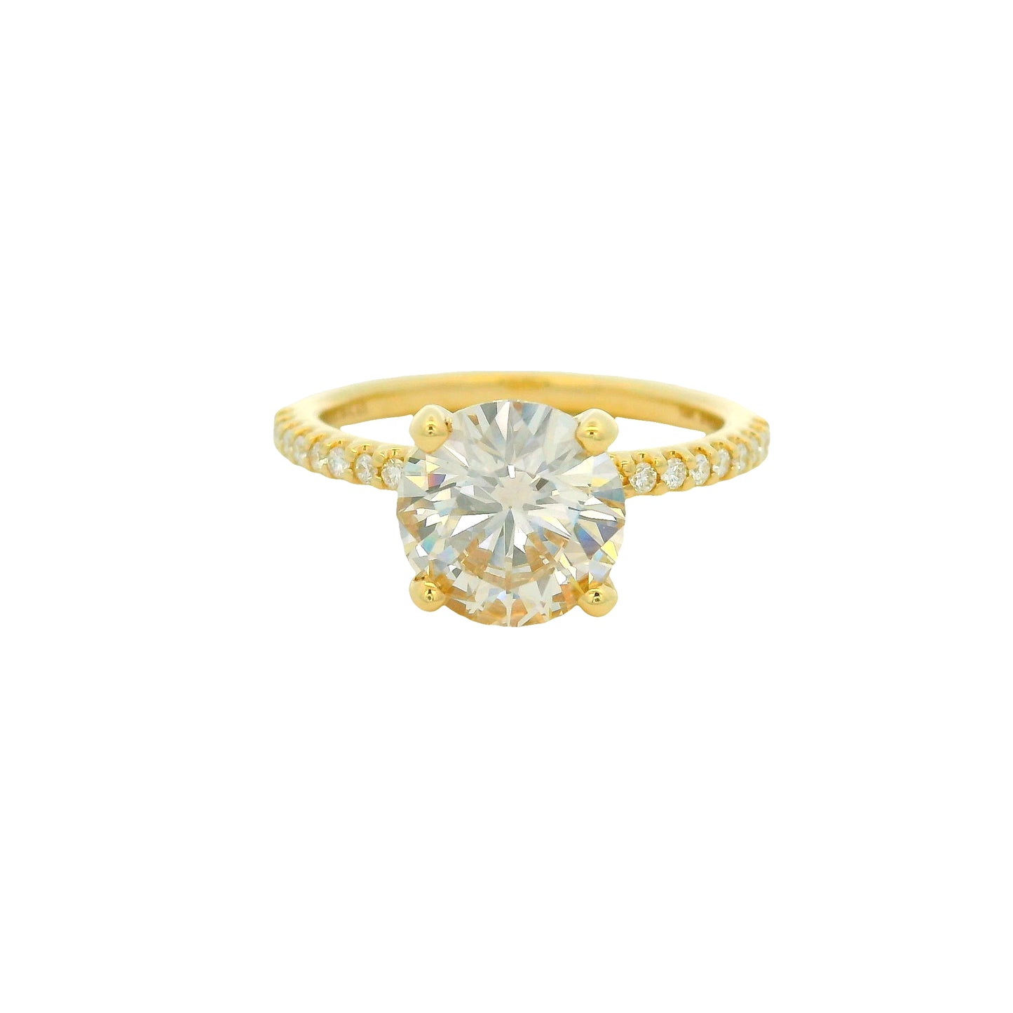 GIA 14K Yellow Gold Natural Round Brilliant Diamond Engagement Ring