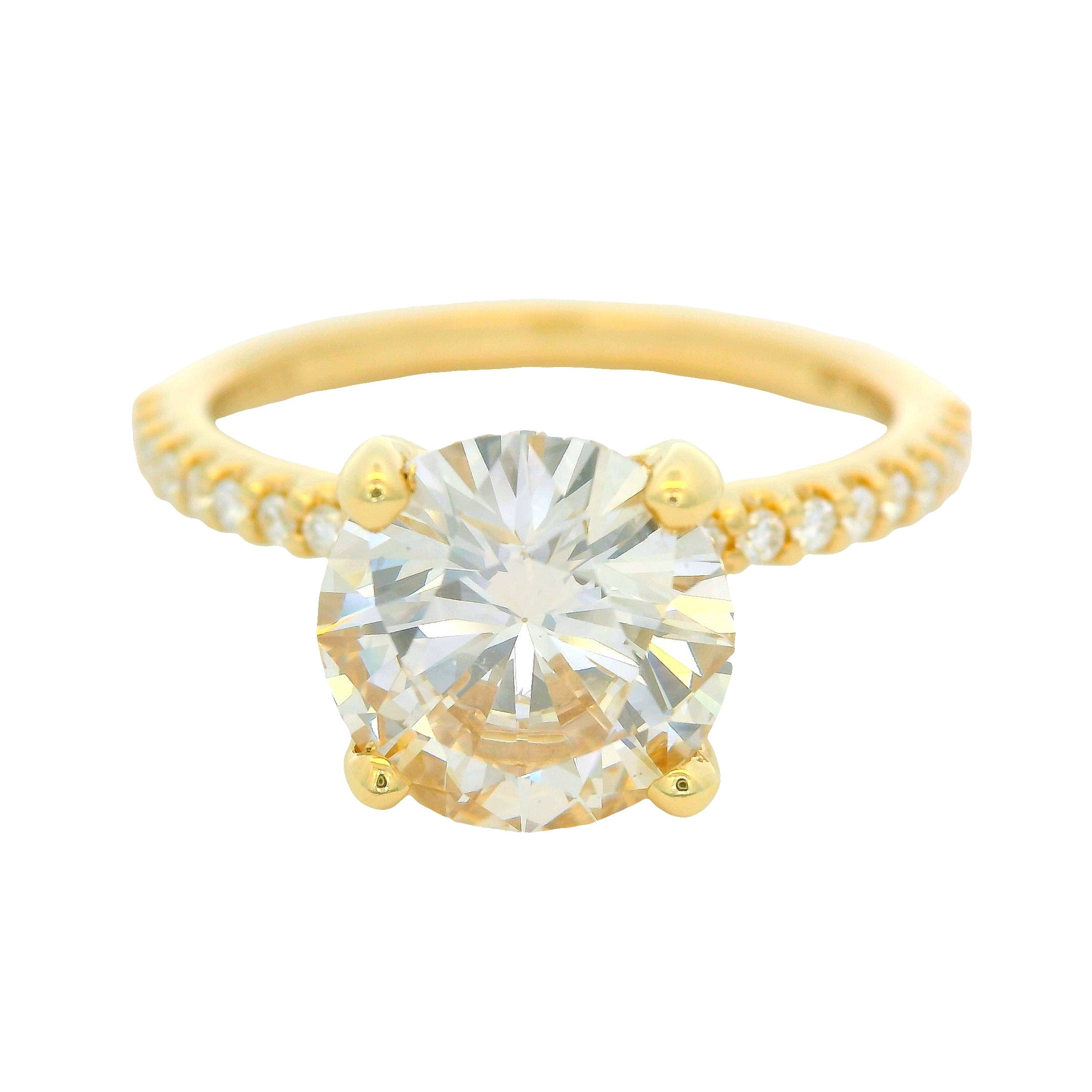 GIA 14K Yellow Gold Natural Round Brilliant Diamond Engagement Ring