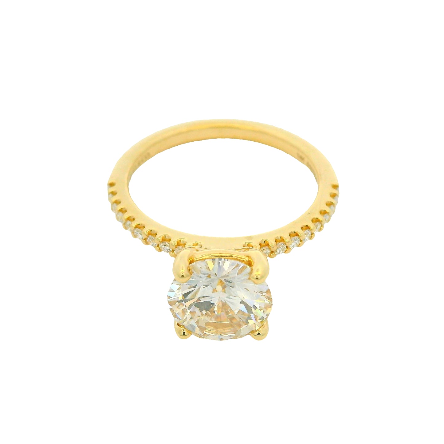 GIA 14K Yellow Gold Natural Round Brilliant Diamond Engagement Ring