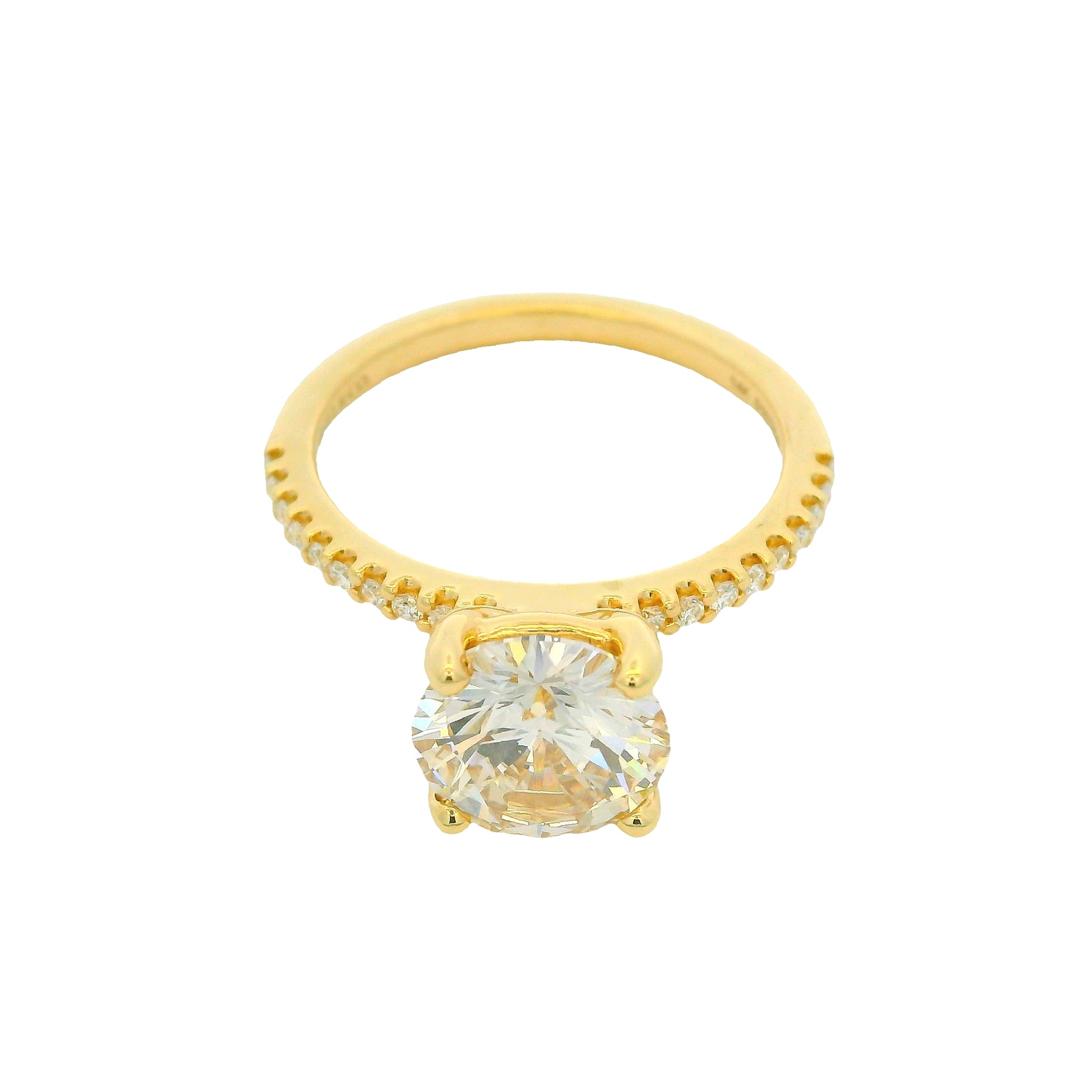 GIA 14K Yellow Gold Natural Round Brilliant Diamond Engagement Ring
