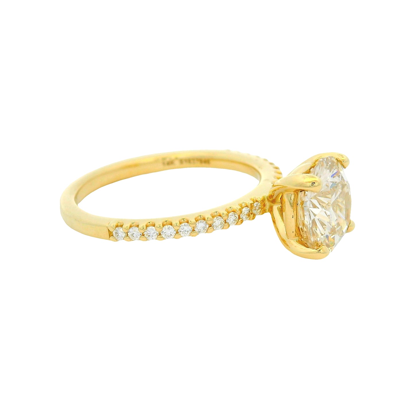 GIA 14K Yellow Gold Natural Round Brilliant Diamond Engagement Ring