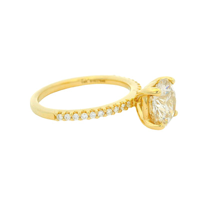 GIA 14K Yellow Gold Natural Round Brilliant Diamond Engagement Ring