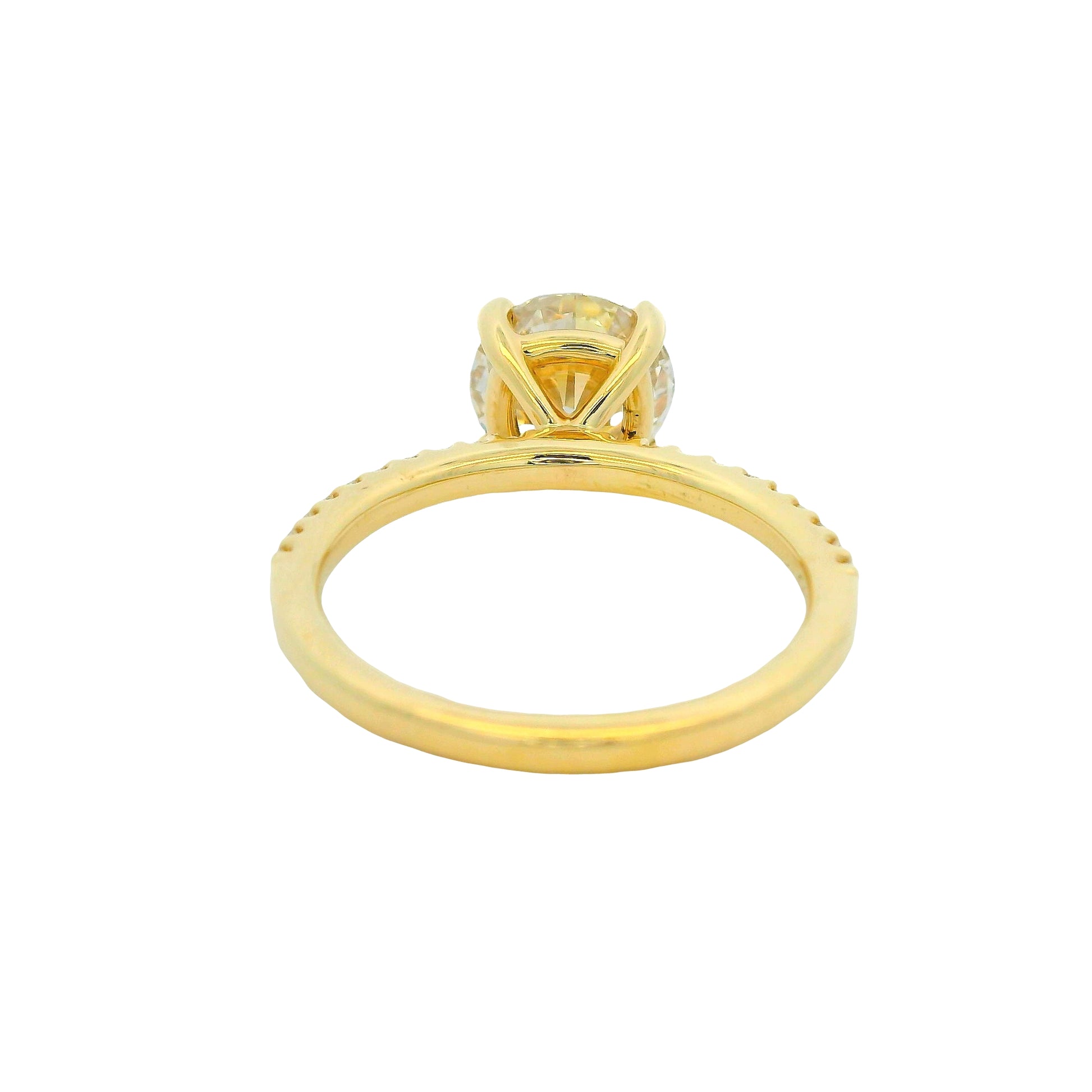 GIA 14K Yellow Gold Natural Round Brilliant Diamond Engagement Ring