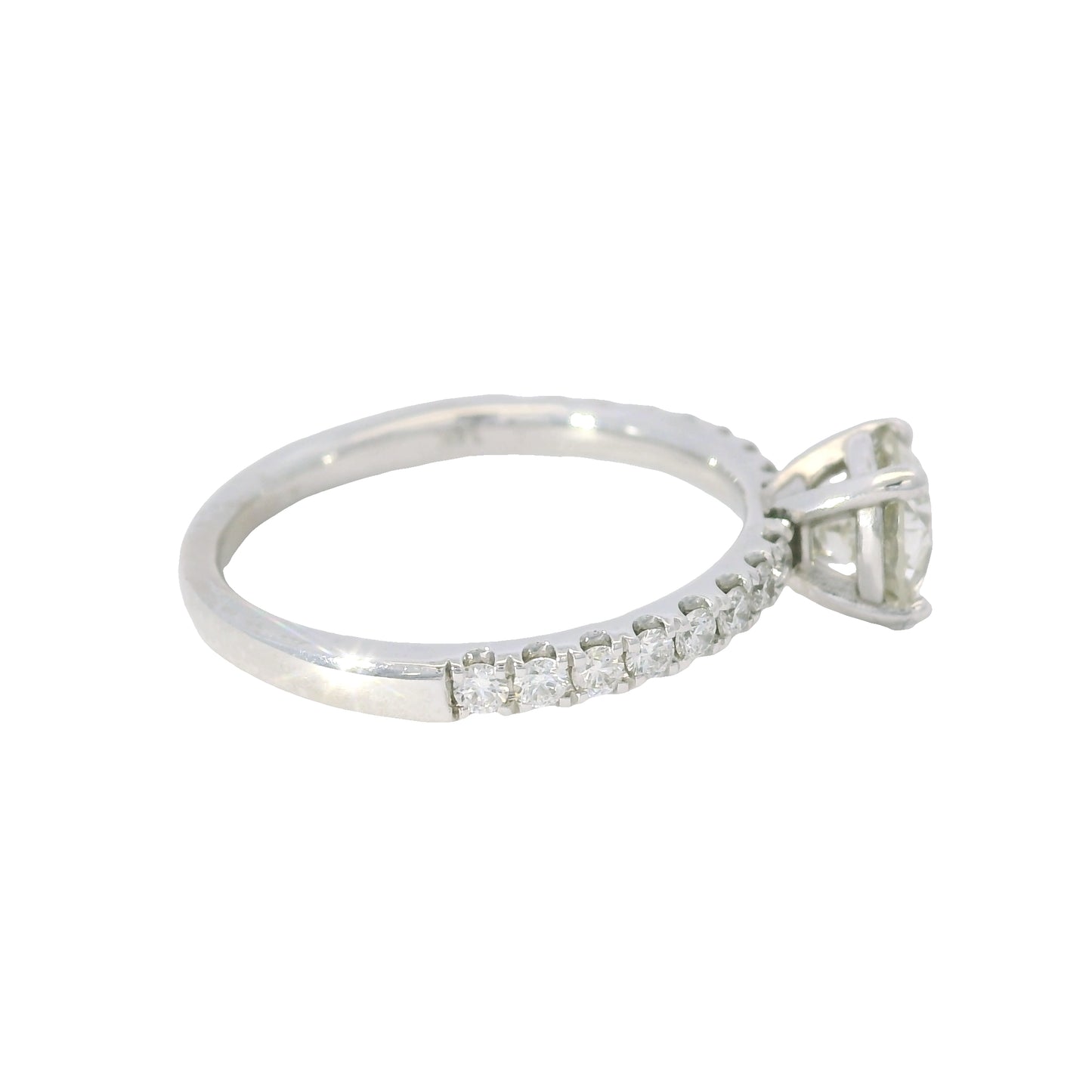 GIA 14K White Gold Natural Round Brilliant Diamond Engagement Ring