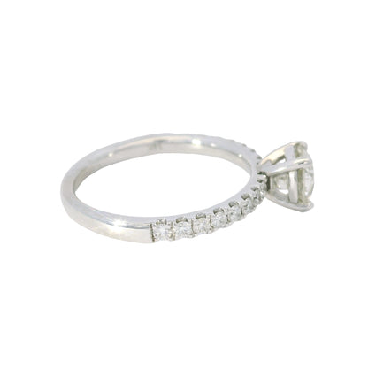 GIA 14K White Gold Natural Round Brilliant Diamond Engagement Ring