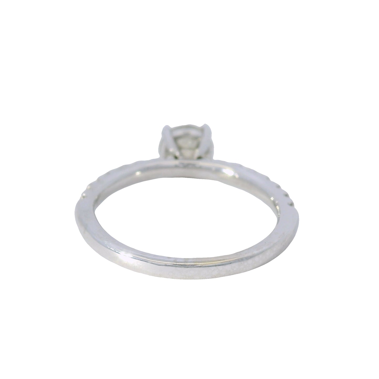 GIA 14K White Gold Natural Round Brilliant Diamond Engagement Ring