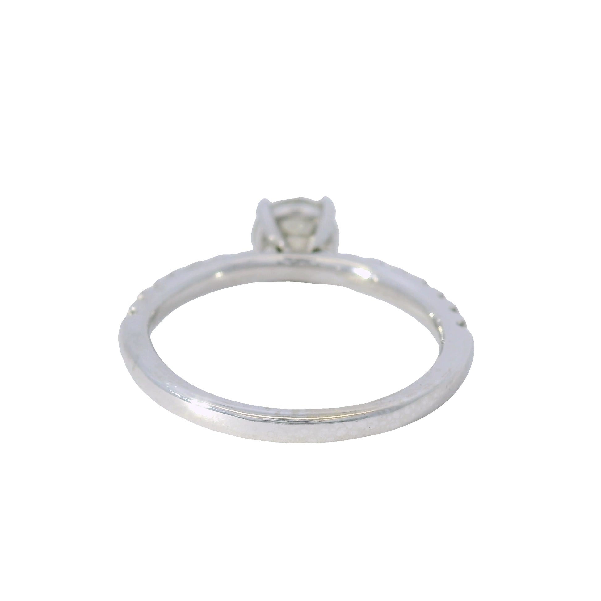 GIA 14K White Gold Natural Round Brilliant Diamond Engagement Ring
