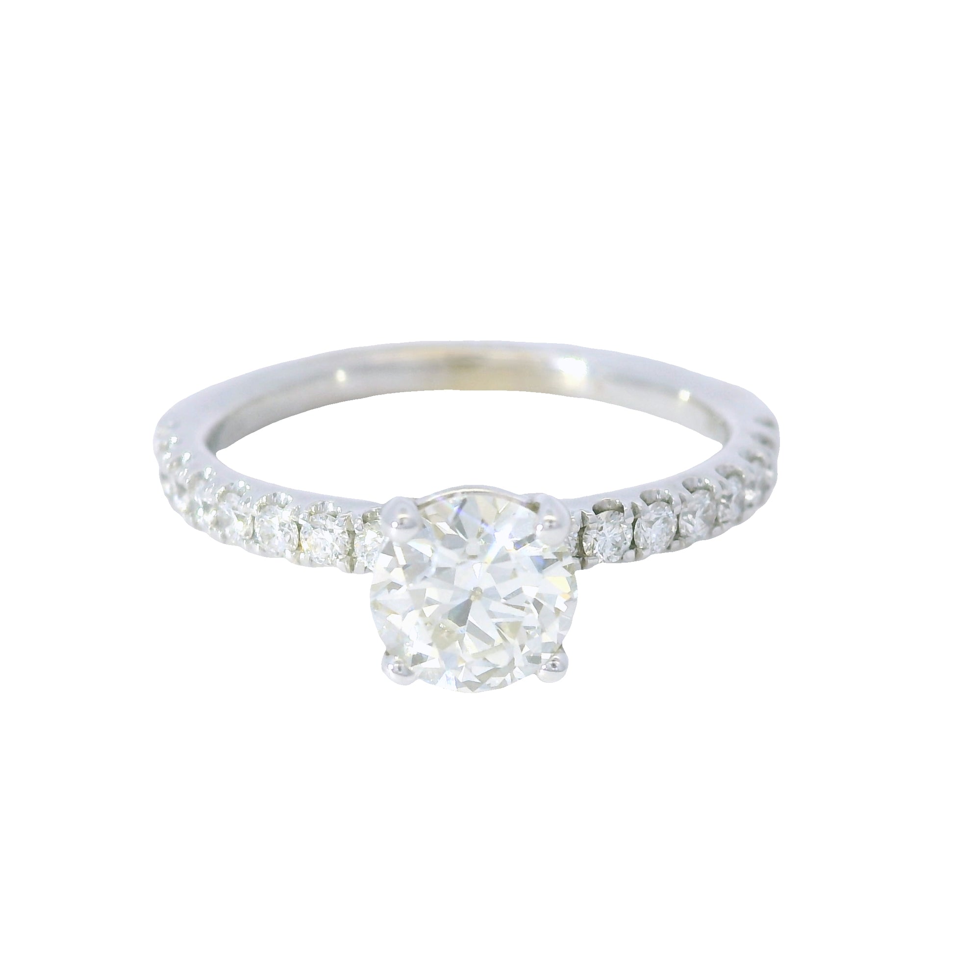 GIA 14K White Gold Natural Round Brilliant Diamond Engagement Ring