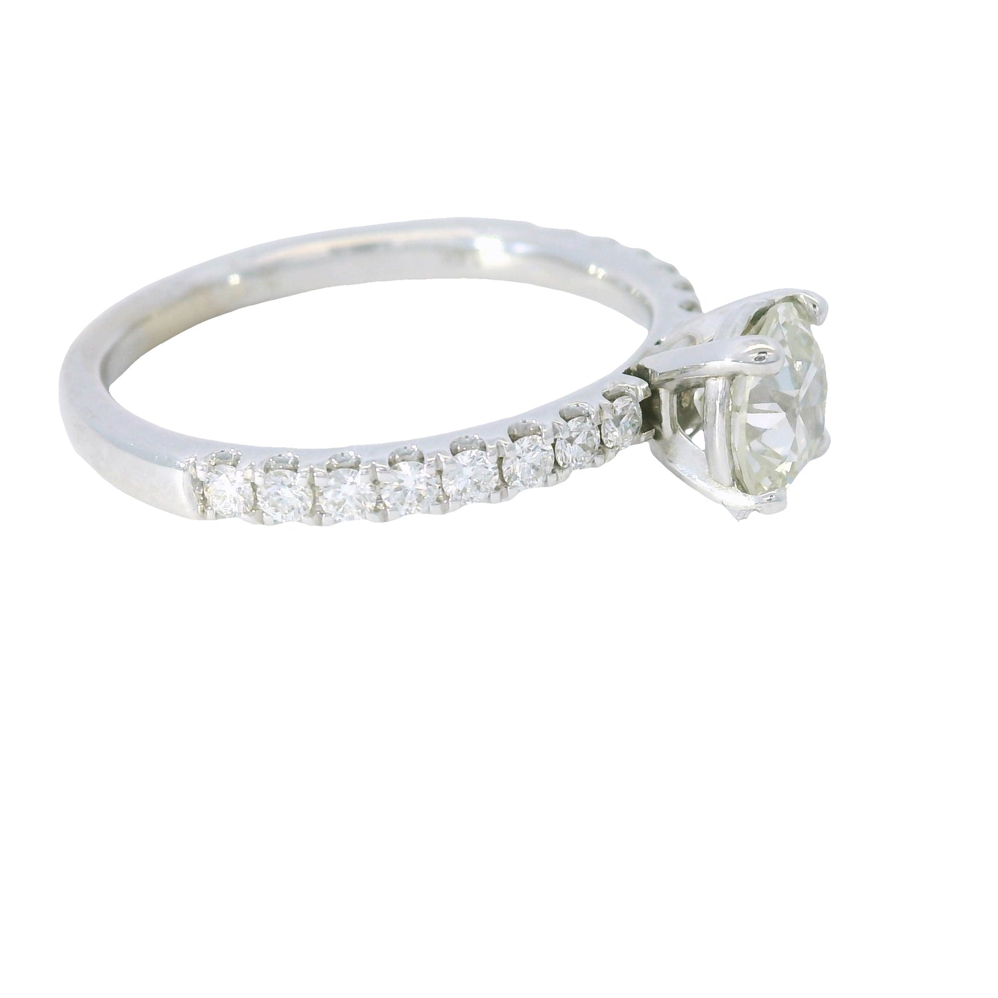 GIA 14K White Gold Natural Round Brilliant Diamond Engagement Ring