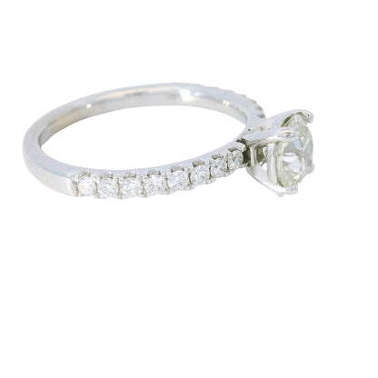 GIA 14K White Gold Natural Round Brilliant Diamond Engagement Ring