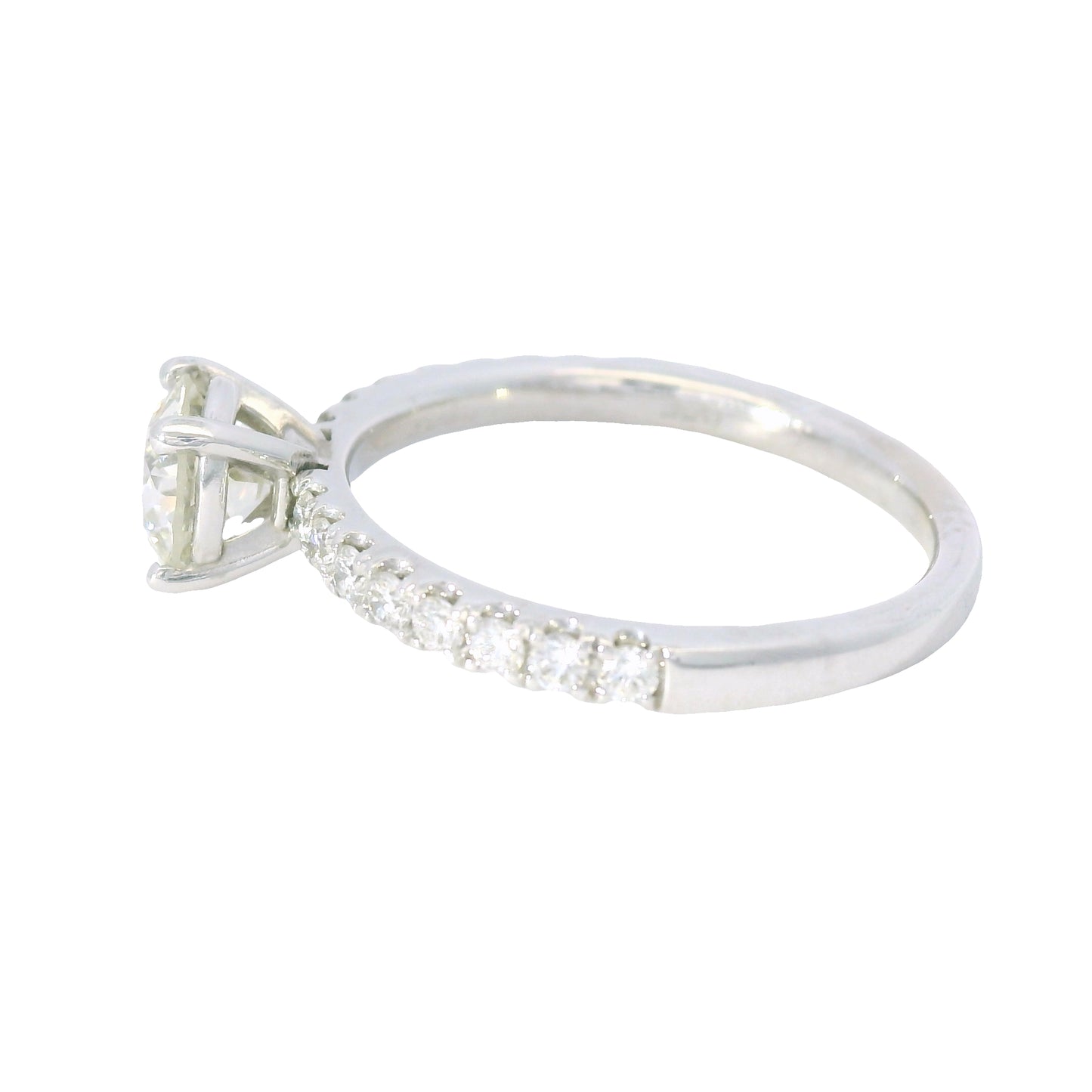 GIA 14K White Gold Natural Round Brilliant Diamond Engagement Ring