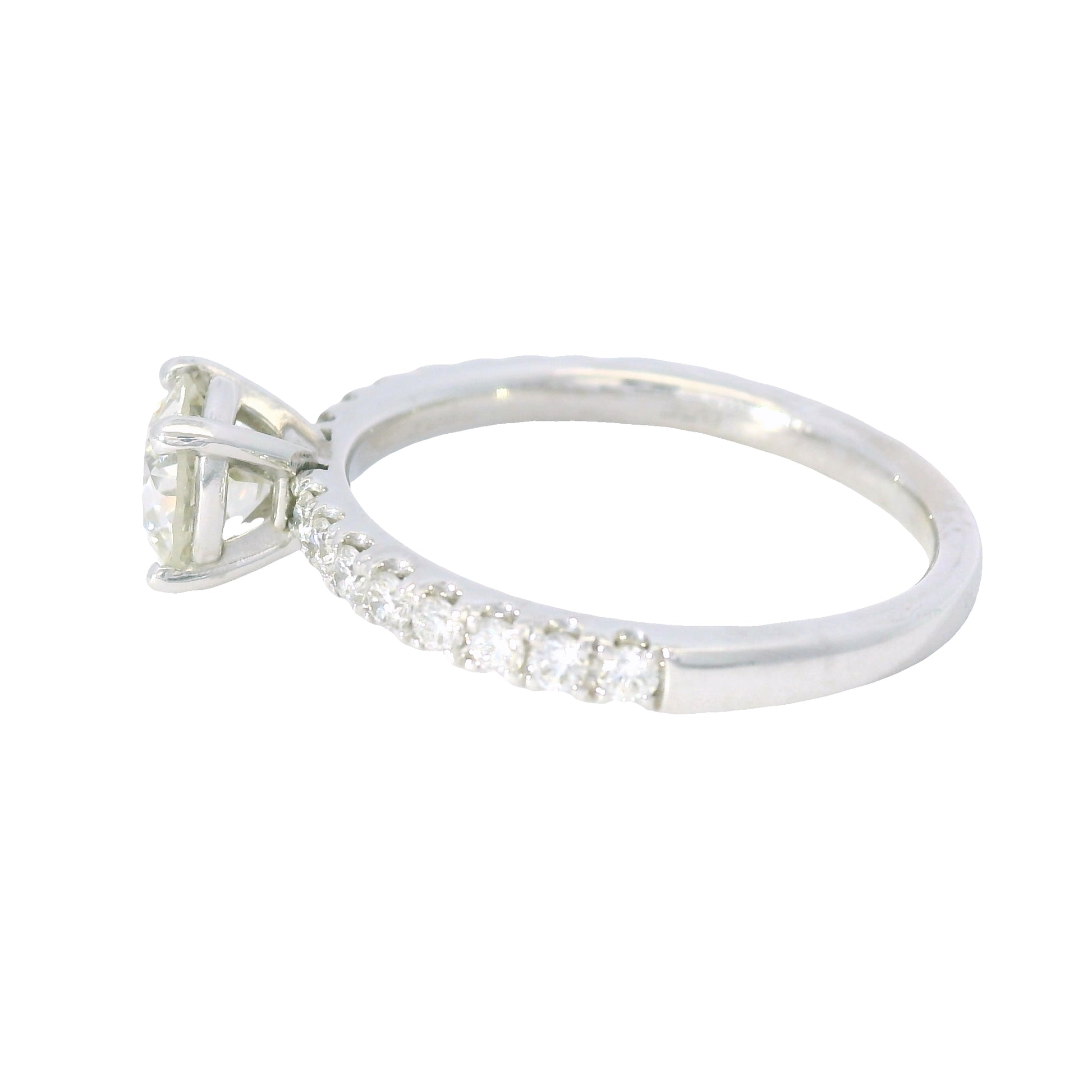 GIA 14K White Gold Natural Round Brilliant Diamond Engagement Ring