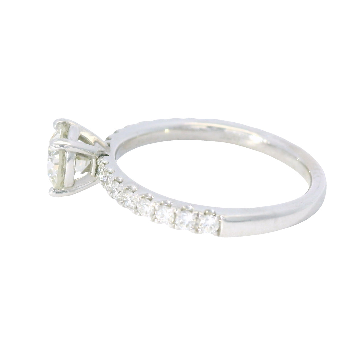 GIA 14K White Gold Natural Round Brilliant Diamond Engagement Ring