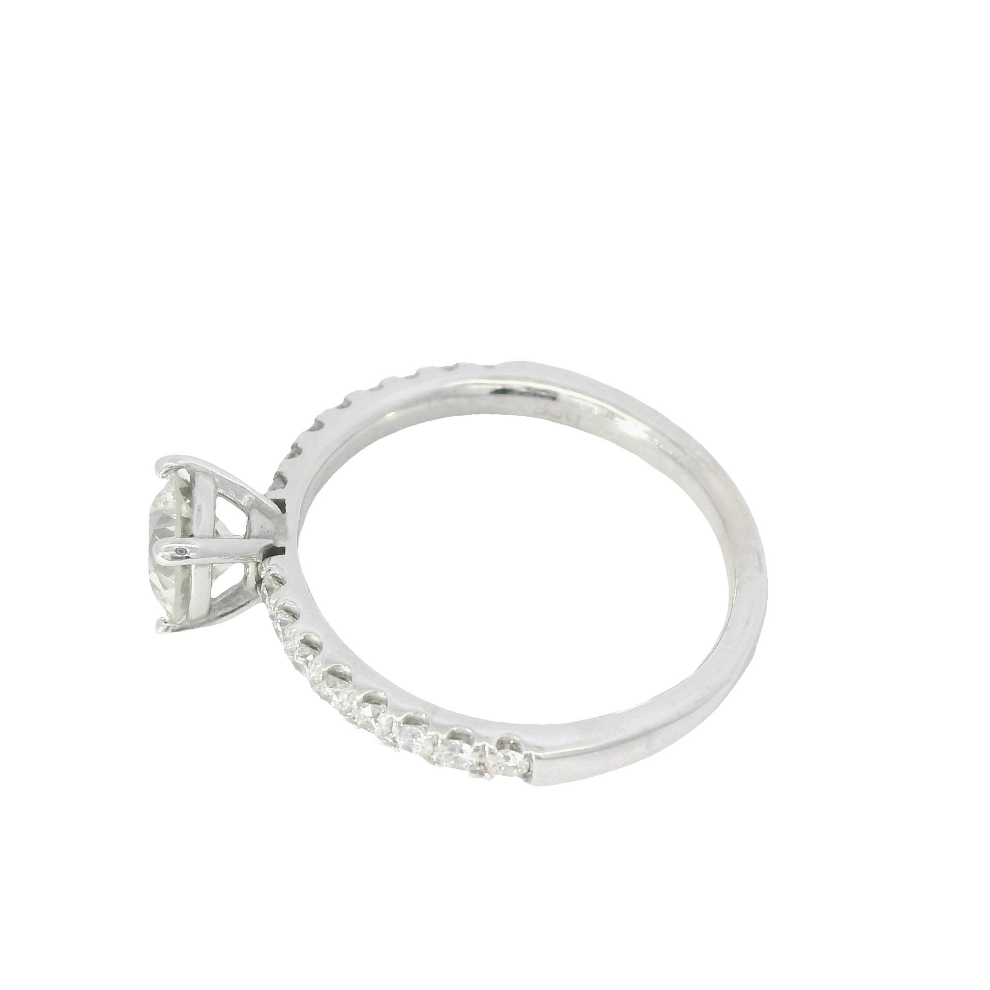 GIA 14K White Gold Natural Round Brilliant Diamond Engagement Ring