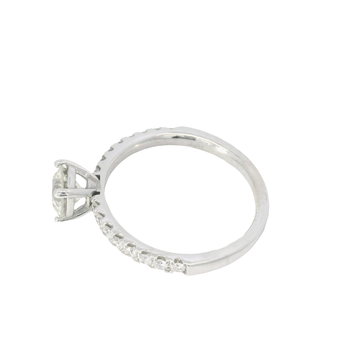 GIA 14K White Gold Natural Round Brilliant Diamond Engagement Ring