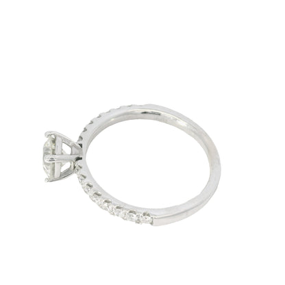 GIA 14K White Gold Natural Round Brilliant Diamond Engagement Ring