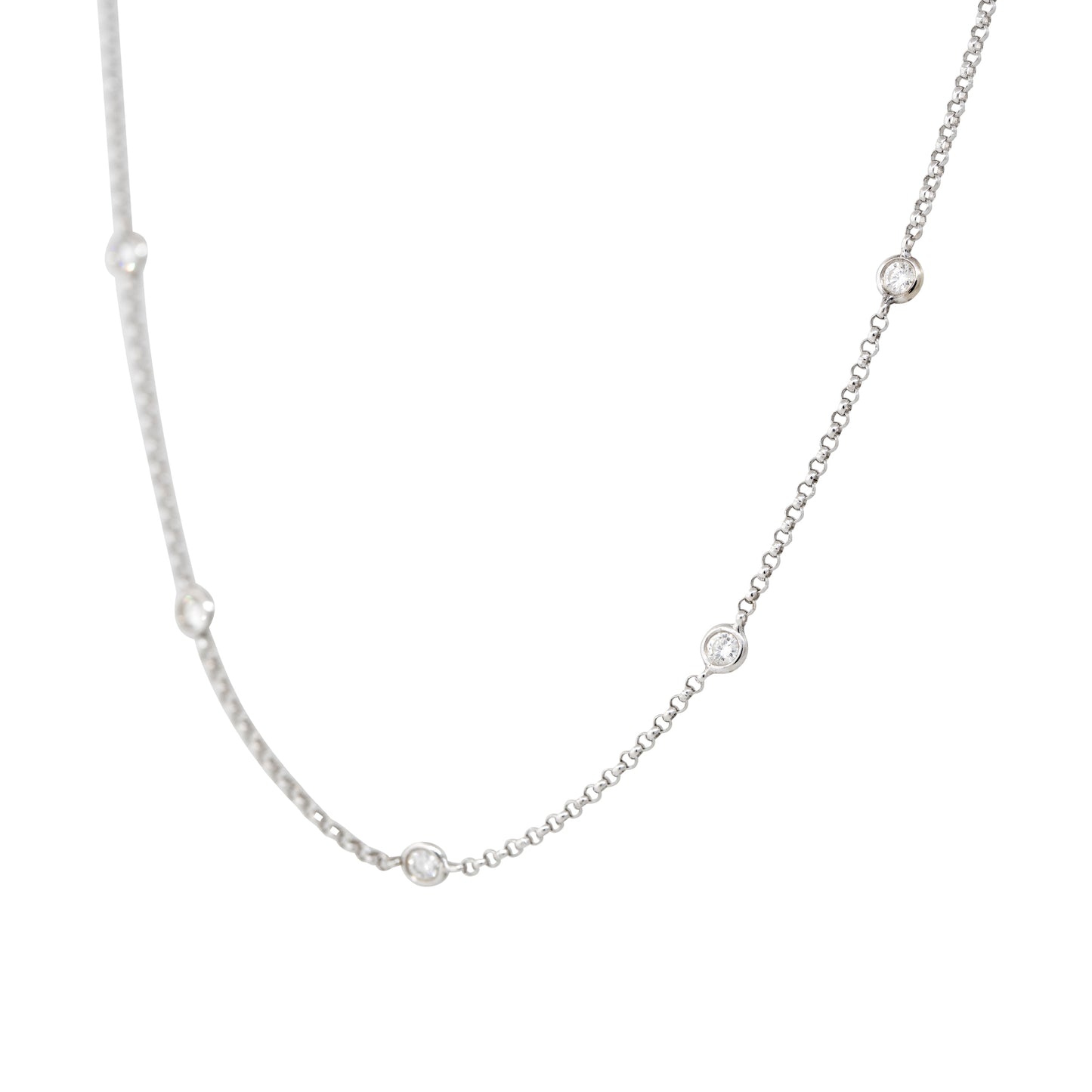 18k White Gold 0.36ctw Round Brilliant Diamonds By The Yard Necklace