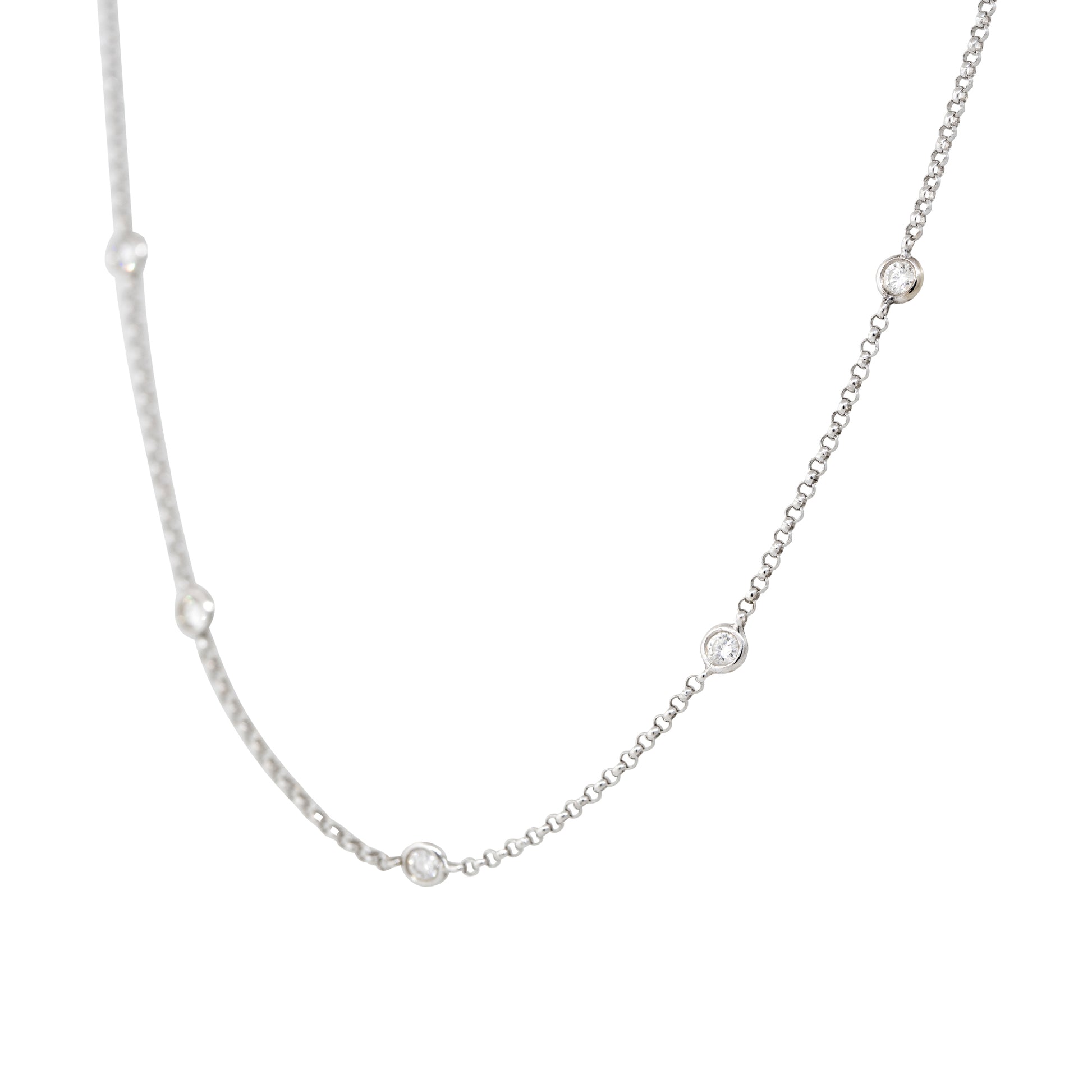 18k White Gold 0.36ctw Round Brilliant Diamonds By The Yard Necklace