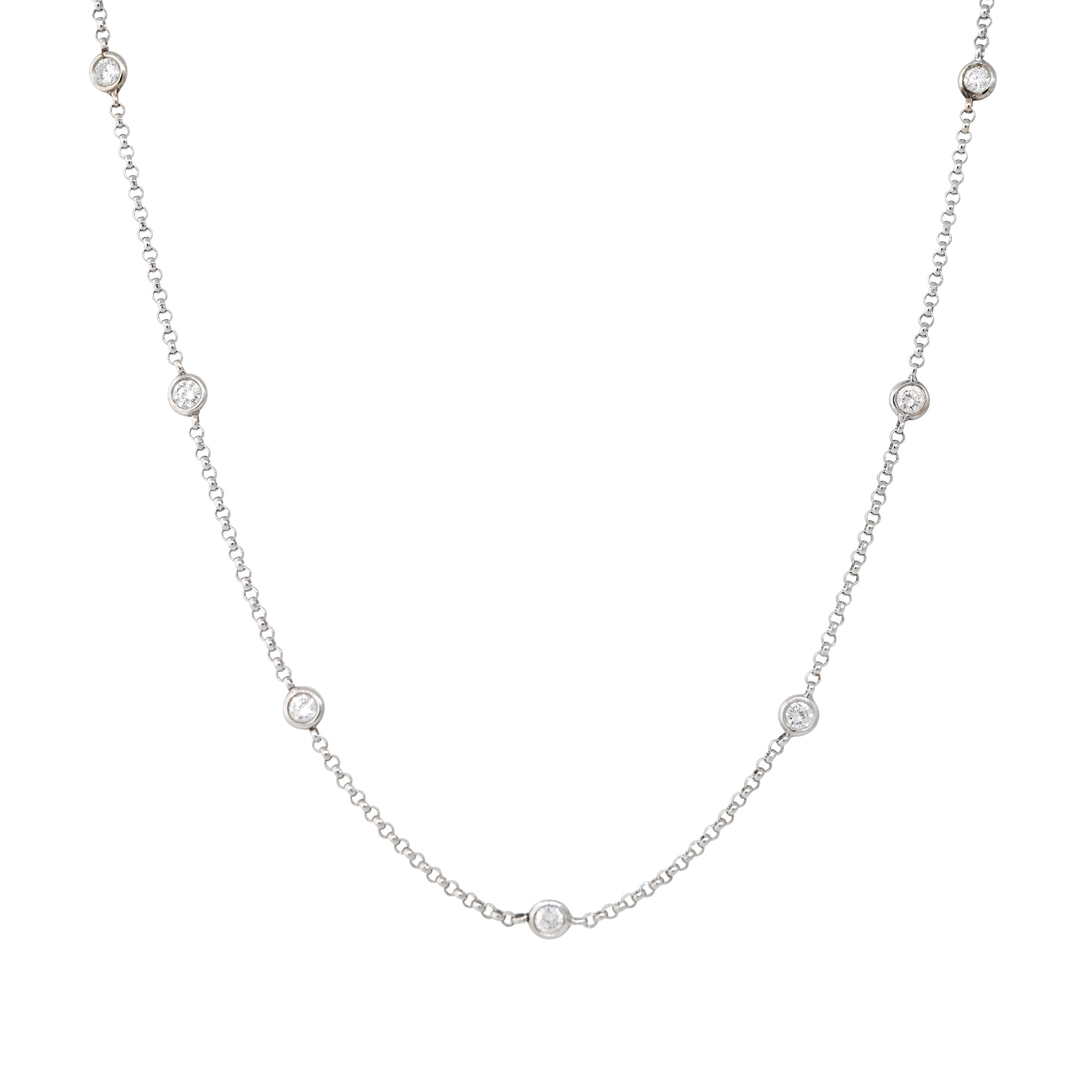 18k White Gold 0.36ctw Round Brilliant Diamonds By The Yard Necklace