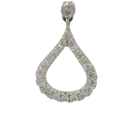 14K White Gold Natural Round Brilliant Cut Diamond Dangle Drop Earrings