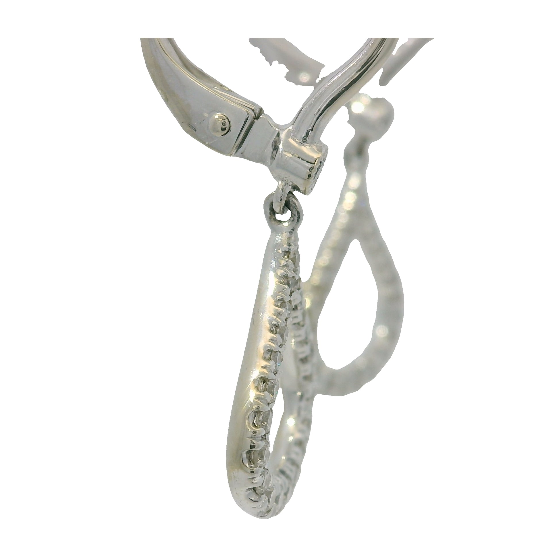 14K White Gold Natural Round Brilliant Cut Diamond Dangle Drop Earrings
