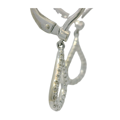 14K White Gold Natural Round Brilliant Cut Diamond Dangle Drop Earrings