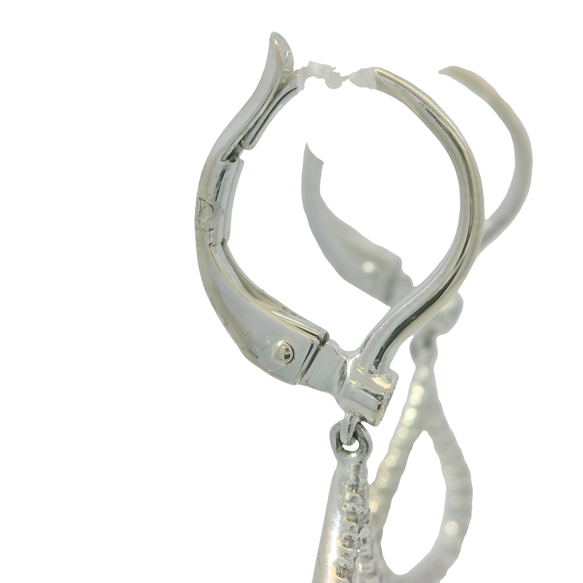 14K White Gold Natural Round Brilliant Cut Diamond Dangle Drop Earrings