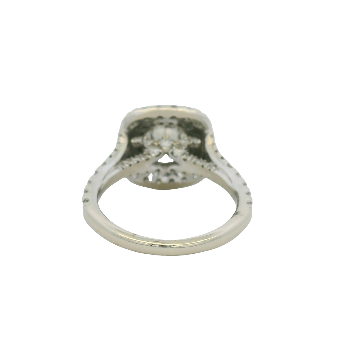 GIA 14KW Gold Natural Round Brilliant Diamond Double Halo Engagement Ring