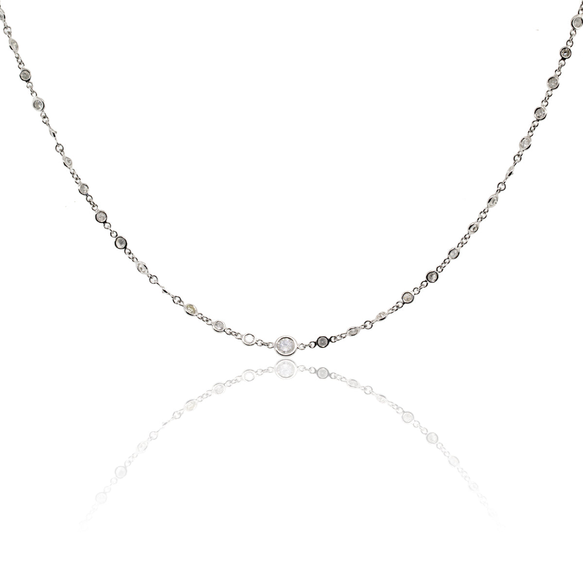 Platinum 2.70ctw Diamond By The Yard 18" Necklace