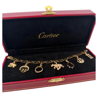 Cartier 18k Yellow Gold Charm Bracelet With 7 Charms