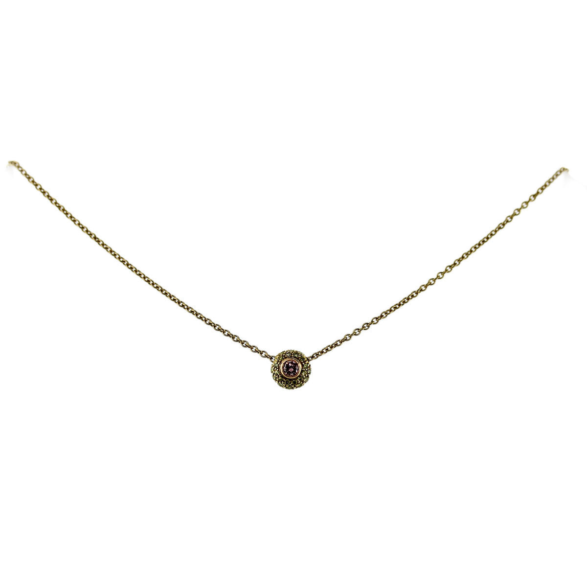 Alan Friedman 18K Natural Pink and Yellow Diamond Solitaire Pendant