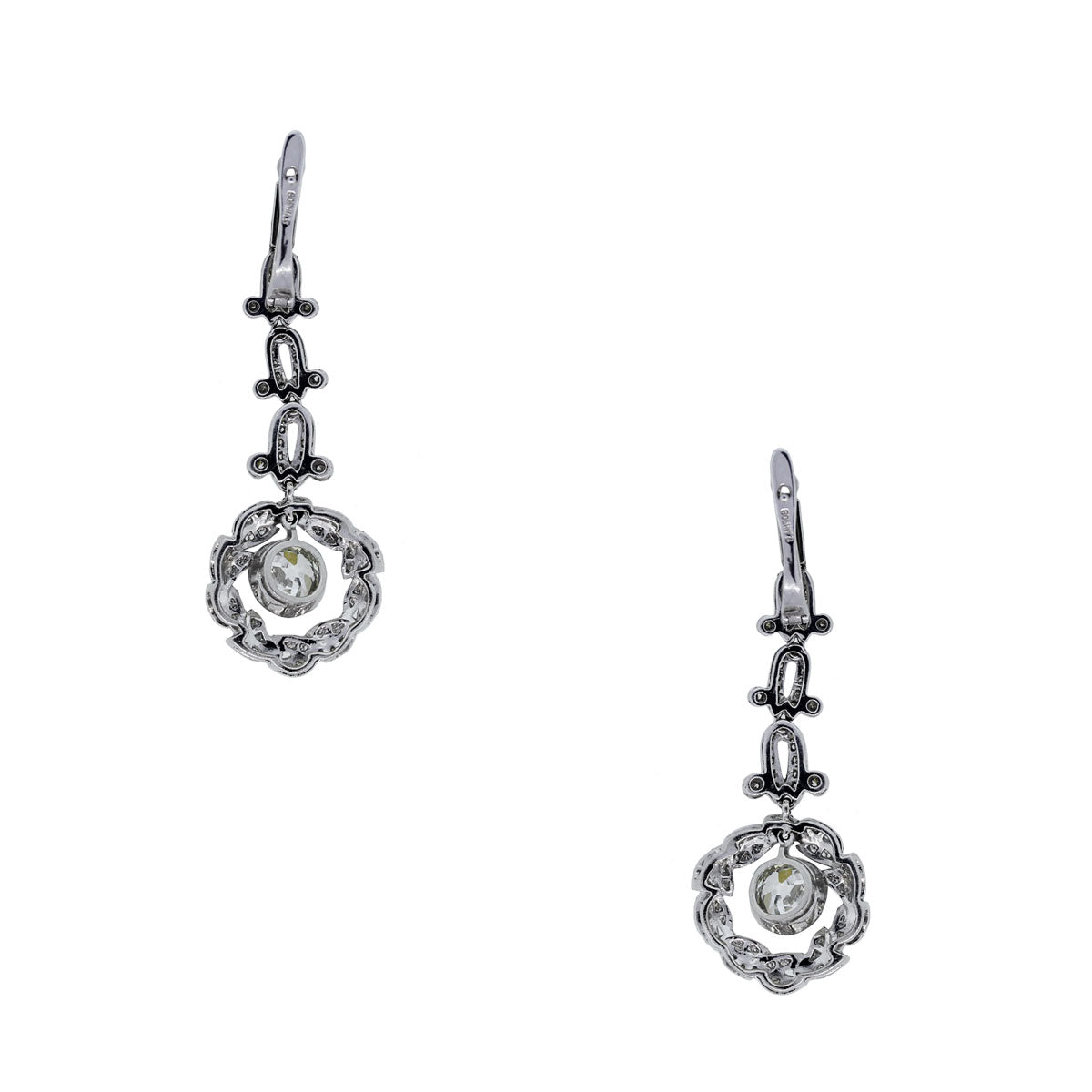 Platinum Cushion Shape Diamond Drop Dangle Earrings