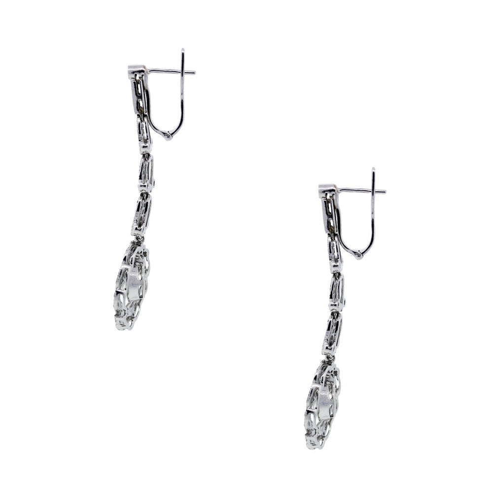 Platinum Cushion Shape Diamond Drop Dangle Earrings