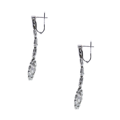 Platinum Cushion Shape Diamond Drop Dangle Earrings