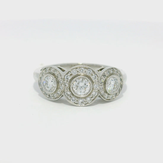 Tiffany & Co. Platinum 0.55 Carat Round Brilliant Diamond Halo 3 Circle Ring
