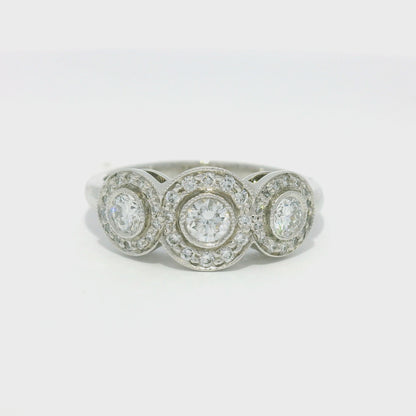 Tiffany & Co. Platinum 0.55 Carat Round Brilliant Diamond Halo 3 Circle Ring