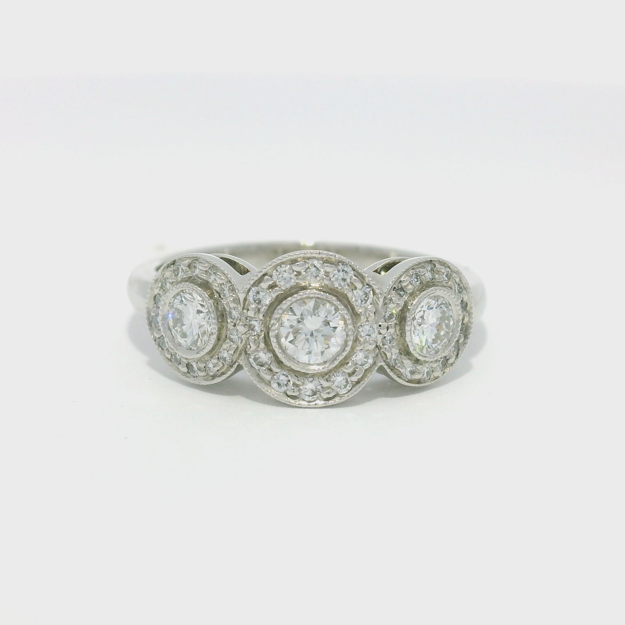 Tiffany & Co. Platinum 0.55 Carat Round Brilliant Diamond Halo 3 Circle Ring