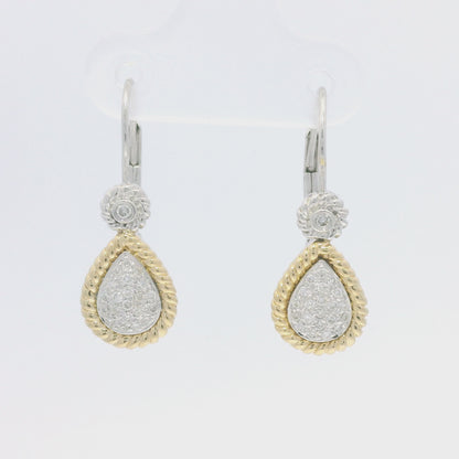 14k Two-Tone Gold Natural Diamond Pave Teardrop Earrings