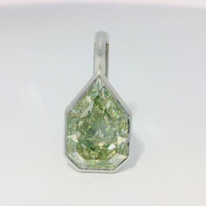 GIA 18k White Gold Natural 6.35 Carat Modified Pear Shape Diamond Bezel Set Pendant