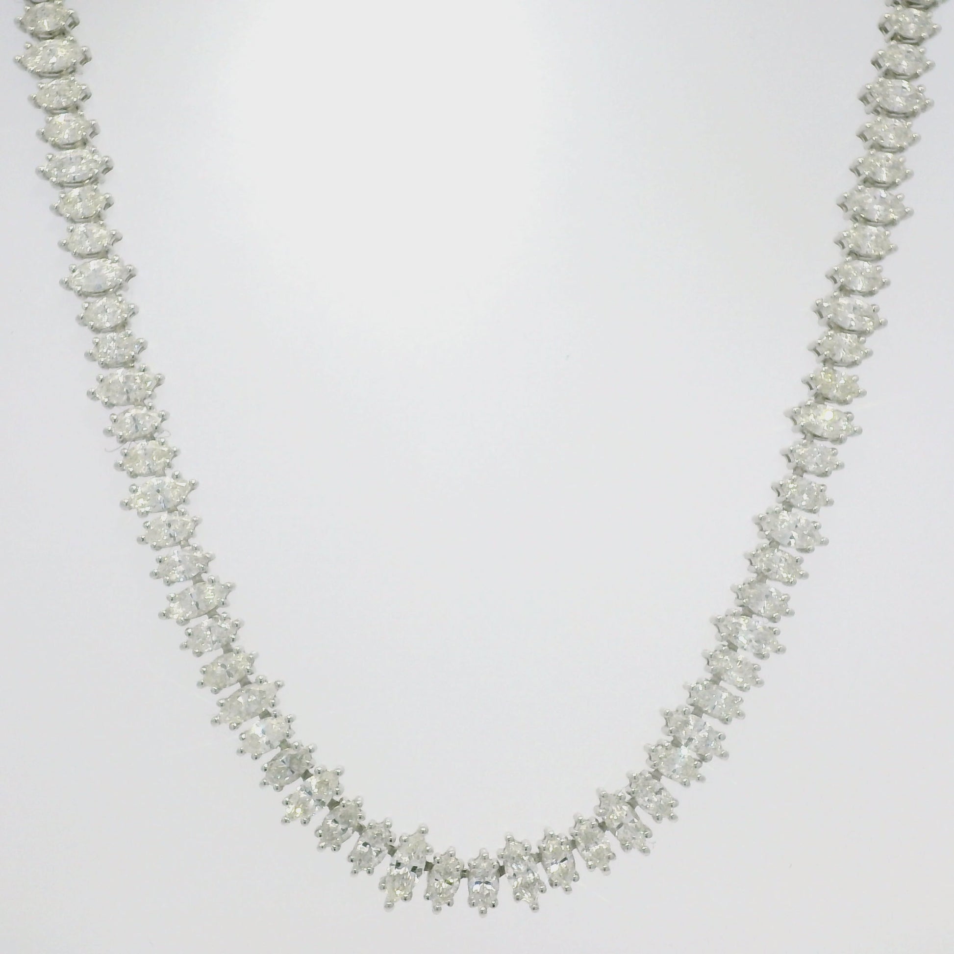 18k White Gold Natural Marquise Cut Diamond Adjustable Tennis Necklace