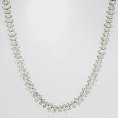 18k White Gold Natural Marquise Cut Diamond Adjustable Tennis Necklace