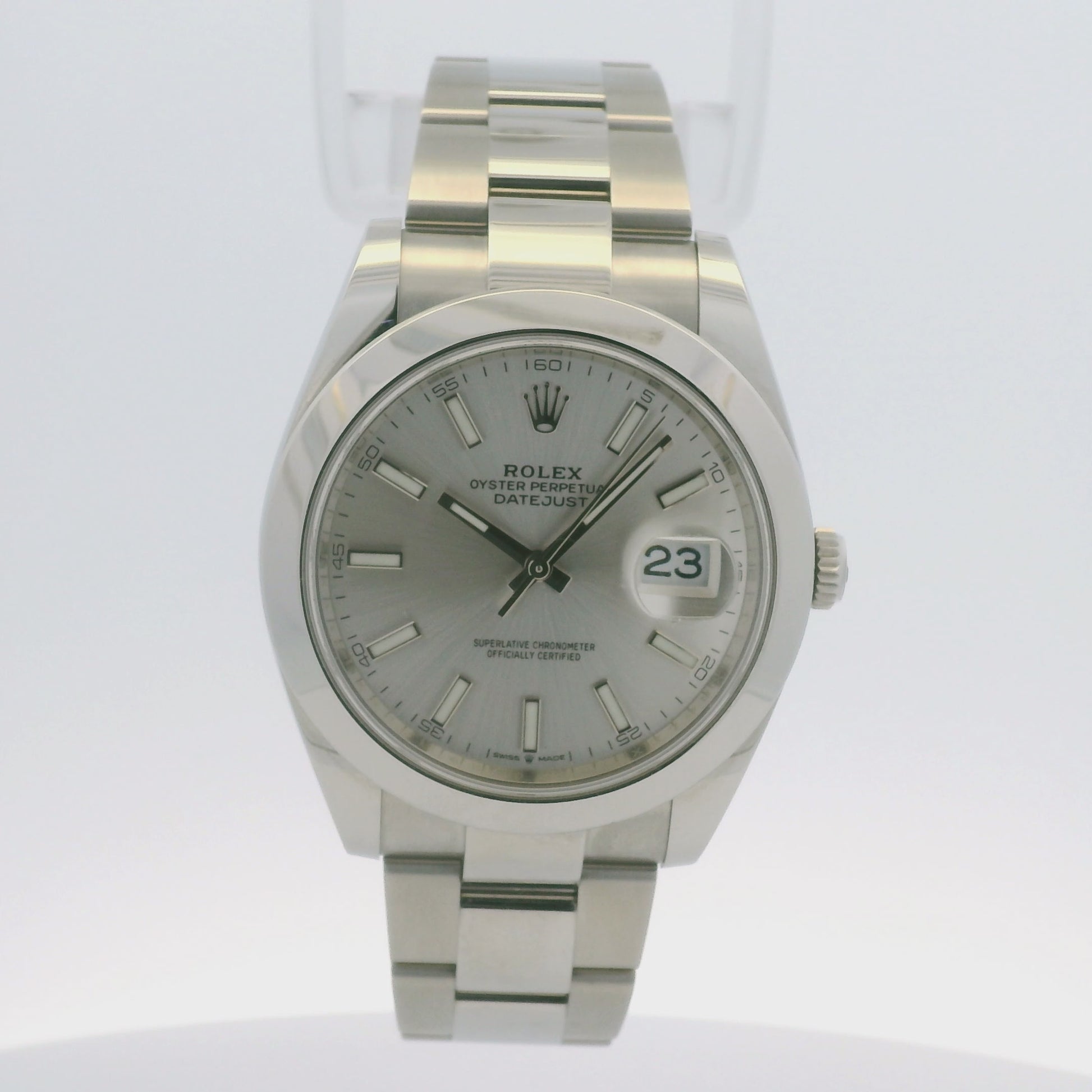 Rolex 126300 Datejust Stainless Steel Silver Stick Dial 41mm Watch