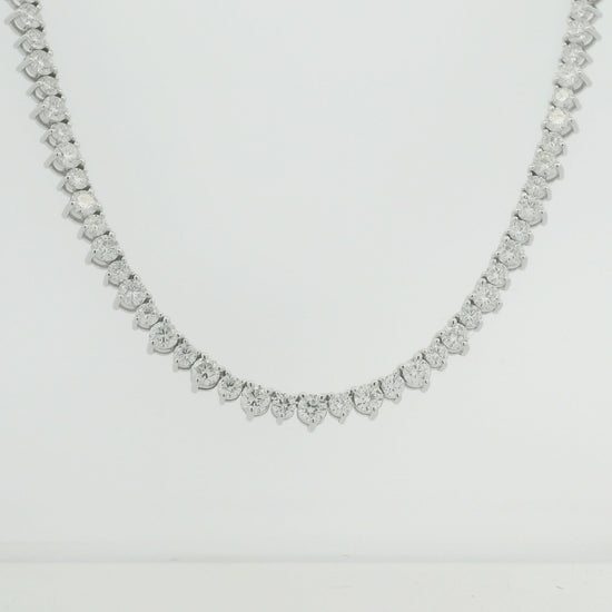 14K White Gold Round Brilliant Diamond Tennis Necklace