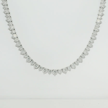 14K White Gold Round Brilliant Diamond Tennis Necklace