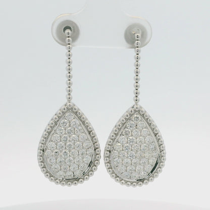 18k White Gold Natural Diamond Pave Teardrop Earrings