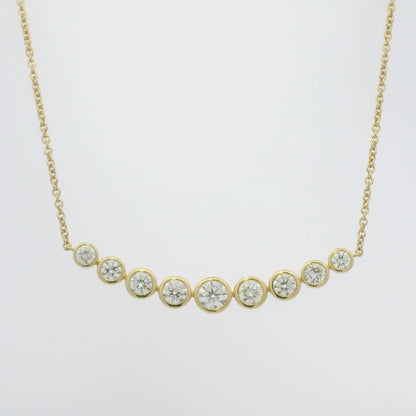 18k Yellow Gold Natural Round Brilliant Graduated Diamond Necklace