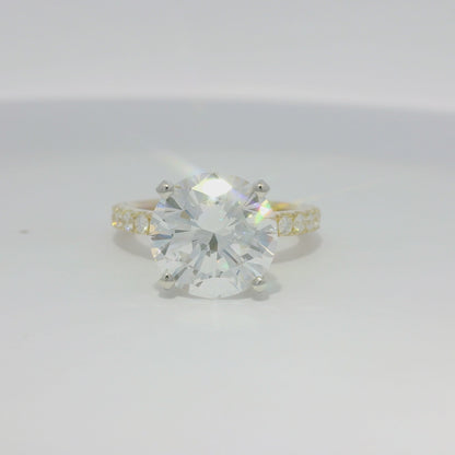 GIA 18k Yellow Gold Natural 5.03 Carat Round Brilliant Cut Diamond Engagement Ring